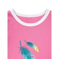 thumbnail image 3 of QAFOPEH Women Colorful Feather Print Short Sleeve Round Neckline Solid T-Shirt, 3 of 6