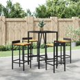 thumbnail image 1 of vidaXL 5 Piece Garden Bar Set Black Poly Rattan& Solid Wood Acacia, 1 of 4