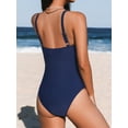 thumbnail image 2 of CUPSHE Women's One Piece Swimsuit Ruched Plunging V Neck Lace Bathing Suit Full Coverage, 2 of 5