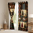 thumbnail image 4 of Homewish Tribal Hippie Aztec Black Out Curtains for Men, Rustic Reindeer Moose Curtains Pack of 2 (42x63 Each), Retro Western Patchwork Bedroom Curtains, Window Curtains Home Decor, 4 of 7