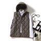 thumbnail image 4 of Chaleco de plumas ultraligero para mujer, chaqueta corta holgada sin mangas con capucha, ropa de abrigo sólida nueva de algodón para mujer de otoño e invierno 2023, 4 of 4