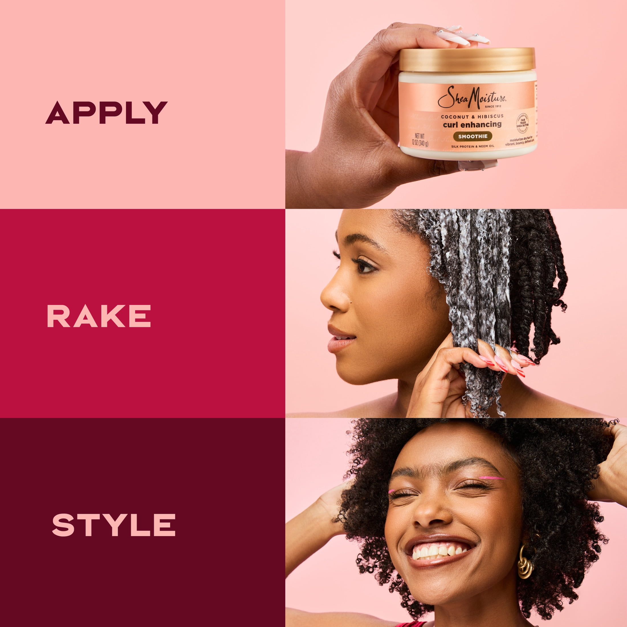 (2 pack) SheaMoisture Smoothie Curl Enhancing Cream Coconut and Hibiscus, 12 oz