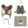 thumbnail image 1 of 1 Set Children Hat Breathable Windproof Acrylic Fiber Cartoon Printed Baby Scarf Mitten Cap Kit for Outdoor, 1 of 10