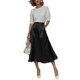 thumbnail image 4 of Women's Midi Skirts Silky Satin Flowy High Waist A Line Skirts Elegant Formal Work Business Flared Skirts, S, 4 of 4