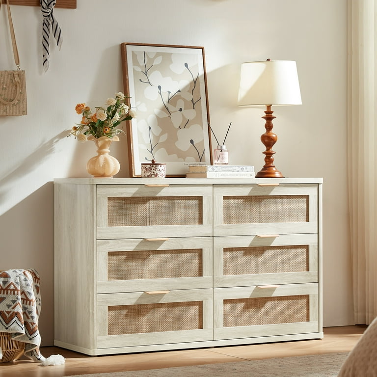 rattan dresser Wicker 6 Drawer The unique rattan accent enhances its visual appeal Trironsun 3 Drawer Dresser for