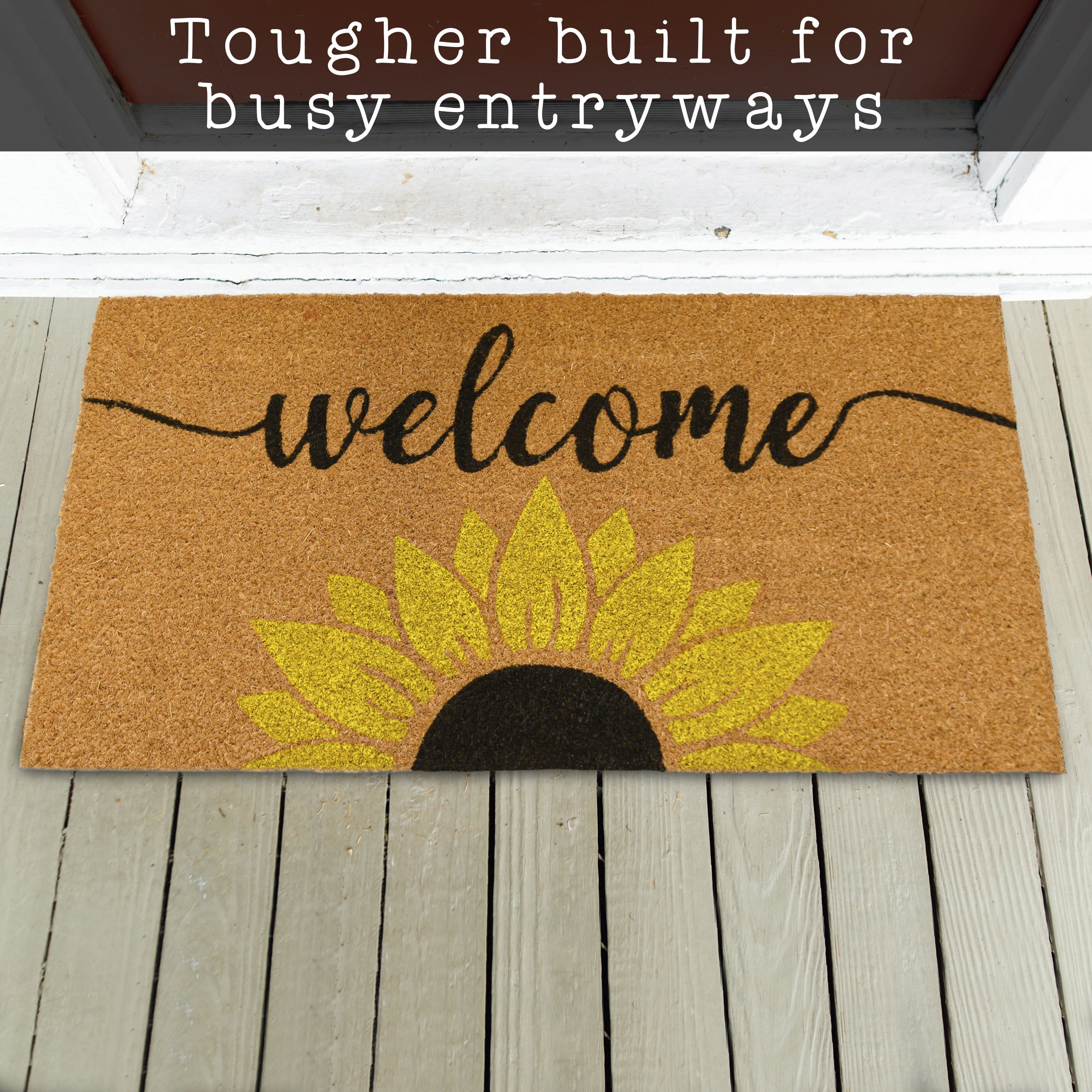 MAINEVENT Welcome Sunflowers Doormat 30x17 Inch, Spring Outdoor Welcome Mat for Outside