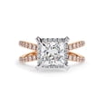 thumbnail image 2 of AFFY Split Shank Halo Engagement Ring for Women Center 7MM Princess and Round Lab Created Moissanite Wedding Promise Rings Jewelry Gift for Her In 10K Solid Rose Gold Size 4, 2 of 6