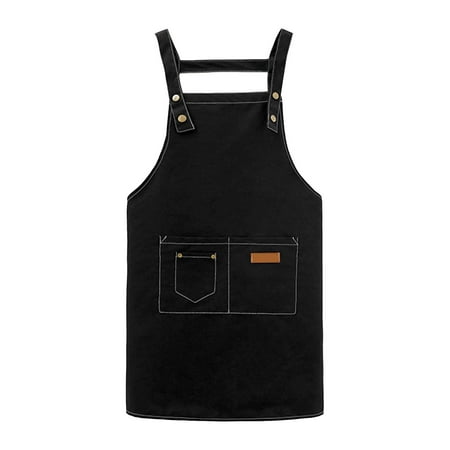 

Cooking Kitchen Apron Household Cleaning Tools with 2 Pockets Classic Farmhouse Chef Apron for Chefs Cooking Outdoor Baking Dog Grooming Black