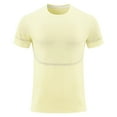 thumbnail image 2 of Jinhomg Mens Big and Tall Athletic T Shirts Stretch Comfy Short Sleeve Compression Undershirts Lightweight Breathable Spring Summer Gym Workout Tops Sales Today Clearance Yellow L, 2 of 4