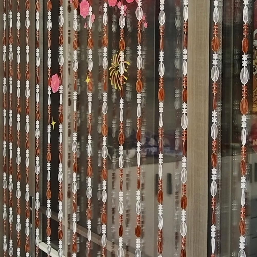 split Beaded Curtain Doorways Acrylic Hanging Door Beads String Curtains Tassel Room Divider Screen Decor for Doorway Window Living Room Wedding (1, Brown, 39 inch x 78.7 inch), ES041
