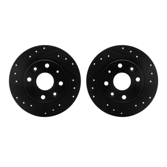 Dynamic Friction Company Rear Brake Rotors-Drilled and Slotted-Black 8002-80074