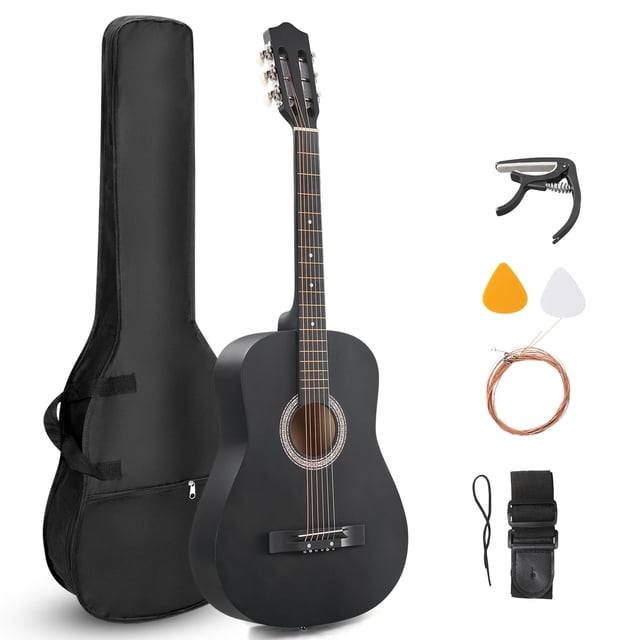 Kit de Guitarra Acústica Ktaxon 38" de Tilo 6 Cuerdas Negra