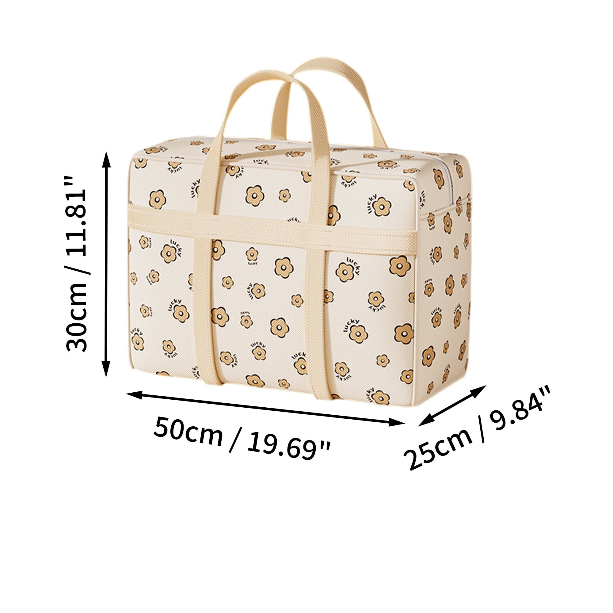 Unique Bargains Durable Dog Pattern Storage Bag Storage Bins 1 Pc Beige Flower Medium