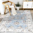 thumbnail image 1 of RUGKING Vintage 3x5 Area Rug Blue Floral Print Accent Rug Foldable Retro Non-Slip Indoor Rug for Kitchen Bathroom Bedroom Living Room, 1 of 5