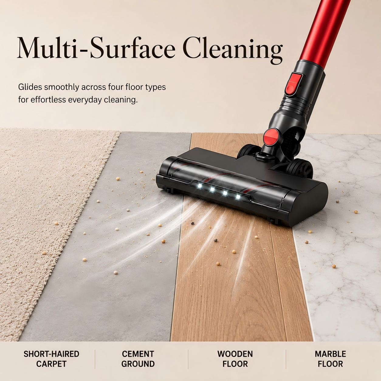 ANSFIL Cordless Stick Vacuum with 40KPA Suction, Red photo 5