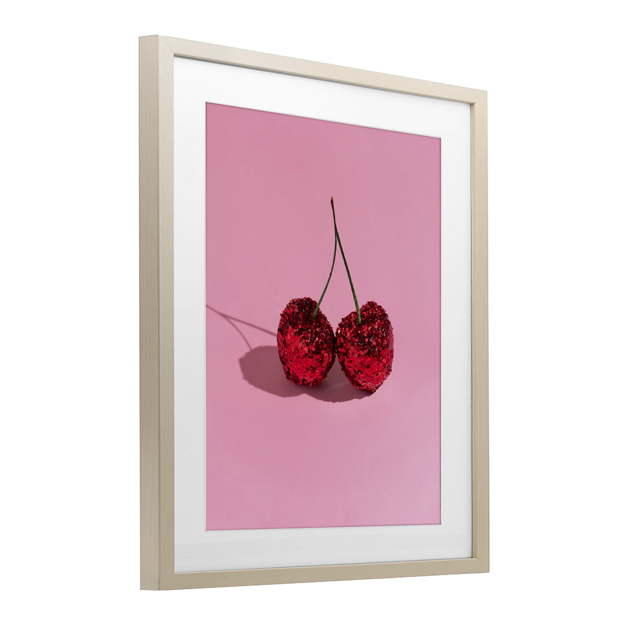Stupell Industries Glitter Encrusted Cherries Birch Framed Print Under Glass, design by LISH Creative