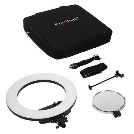 Fotodiox Vlog-LED-Ring-Pro-Blk 18 in. Selfie Starlite Vlog Bi-Color Dimmable LED Ring Light with Mirror & Mount, Black