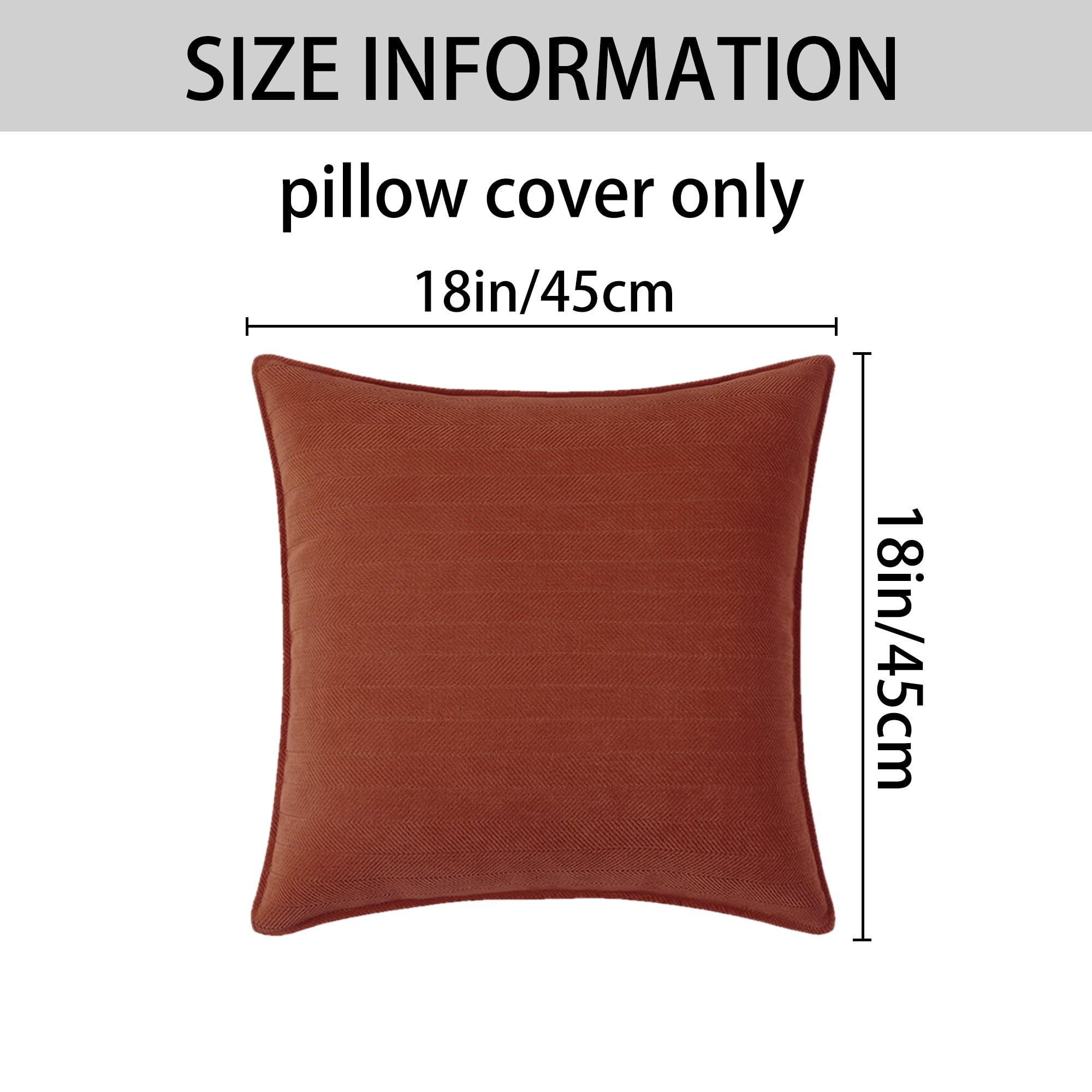 Unique Bargains 4 Pcs Soft Chenille Pillow Covers Green 18" x 18" Sienna Color/White