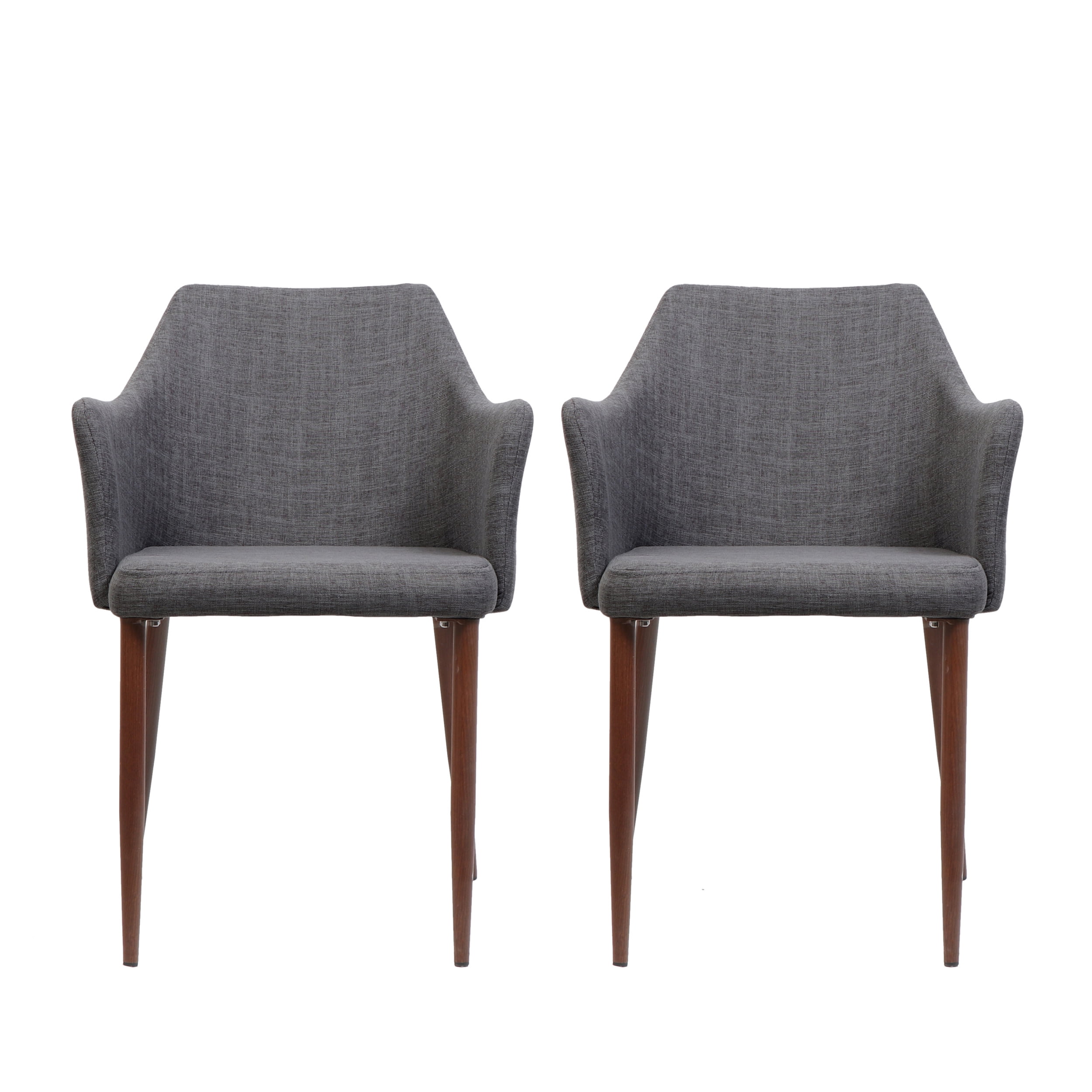 GDF Studio Lancaster Mid Century Modern Fabric Dining Chairs, Set of 2, Light Gray and Dark ...
