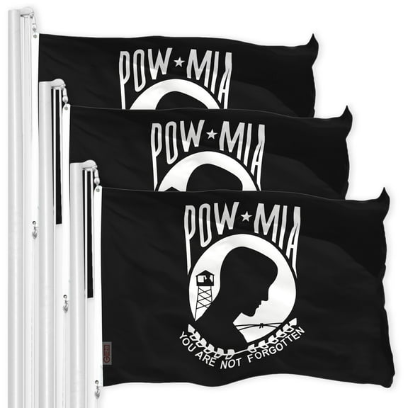 POW MIA Black Flag 3x5FT 3-Pack 150D Printed Polyester By G128