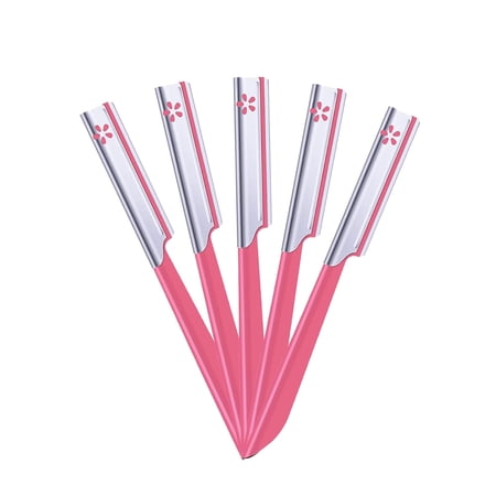 5 Pieces Women's Eyebrow Shaver Razor Eyebrow Trimmer Dermaplaner Shaping Tool with Lid (Pink)