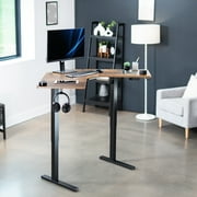VIVO Electric 47 x 47 Corner Desk, Rustic Vintage Brown Table Top, Black Frame