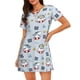thumbnail image 1 of Easygdp Swimming Shark Camisón de manga corta para mujer, informal, estampado, 1 of 6