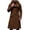 Brown, variant on Hulanddfd Men's Faux Leather Trench Coat Hooded Zip Up Long Windbreaker Casual Fall Winter Outerwear