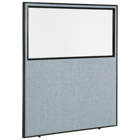 60-1/4"W x 72"H Office Partition Panel with Partial Window, Blue