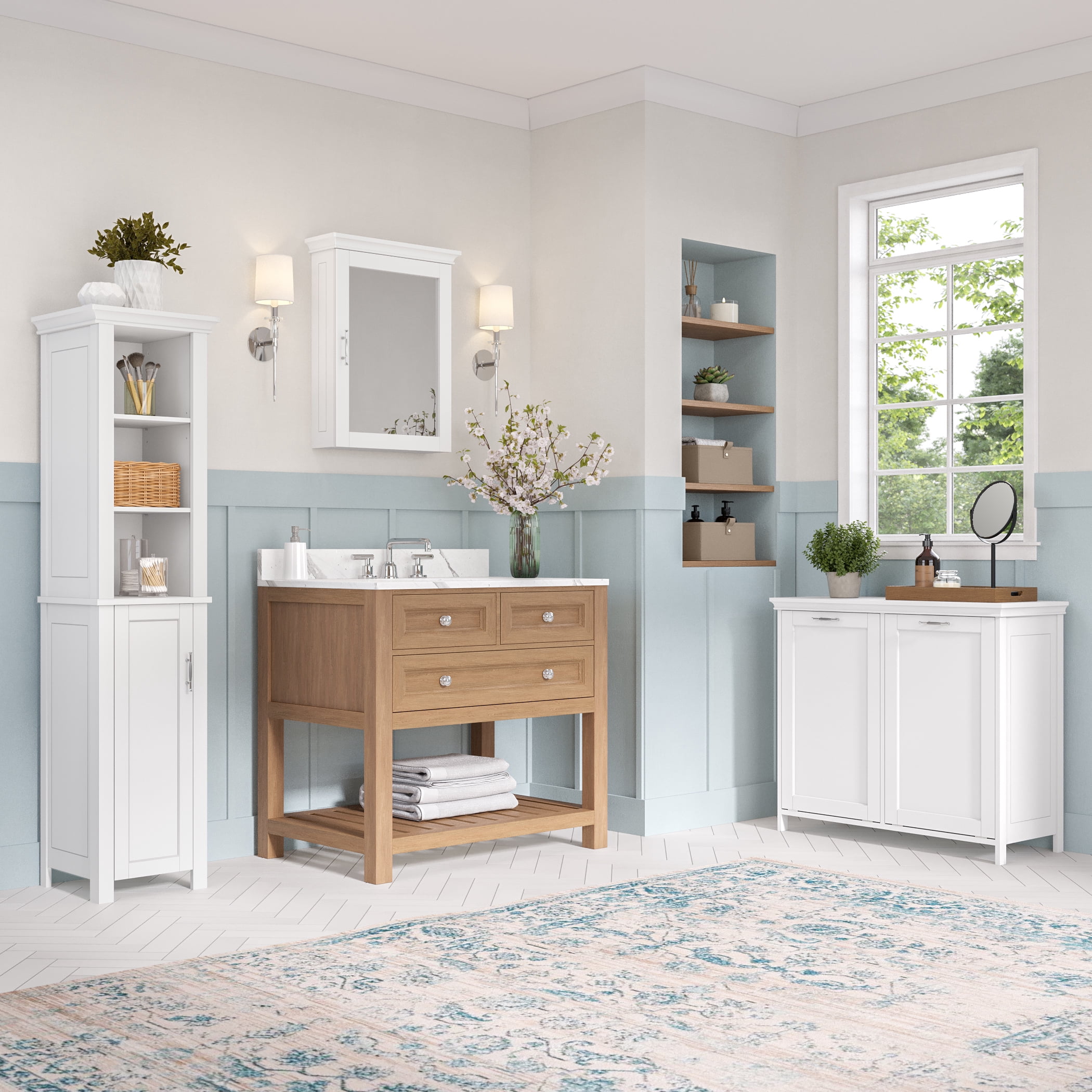 RiverRidge Somerset 1-Door Bathroom Mirror Wall Mount Storage Medicine Cabinet - White