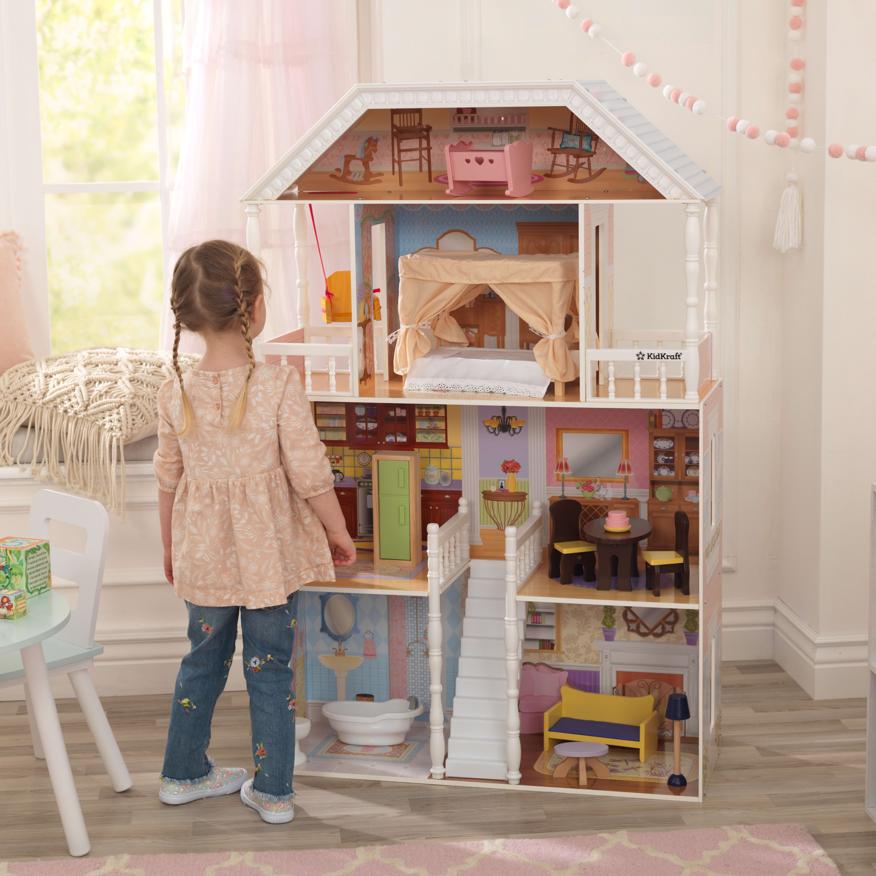 KidKraft Savannah Wooden Dollhouse with Porch Swing and 14 Accessories, Ages 3 and up - image 4 of 10