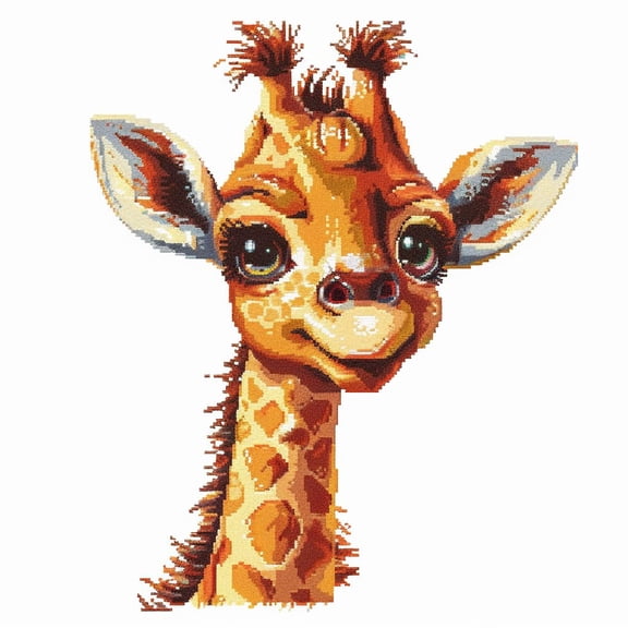 Cute Cartoon Little Giraffe DIY 11CT Stamped Cross Stitch Kits for Beginners Easy Needlepoint Embroidery Counted Cross Stitch Art Craft for Wall Decoration 14x14inch(3)