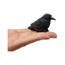 Raven Black Bird Crow Figurine Statue Sculpture Art Miniature Wood Carving Decor Small Animal
