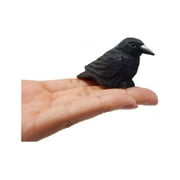 Raven Black Bird Crow Figurine Statue Sculpture Art Miniature Wood Carving Decor Small Animal
