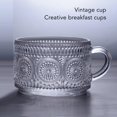 thumbnail image 3 of Tazas De Café En Relieve Vintage Transparentes, Exquisitas Tazas De Café De Vidrio Vintage Transparentes Para Desayuno, 4 Uds., 3 of 7