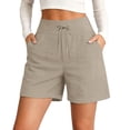 thumbnail image 6 of GHIIYER Bermuda Shorts for Women with Pockets High Waist Cotton Linen Trousers Summer Beach Shorts Size S, 6 of 6
