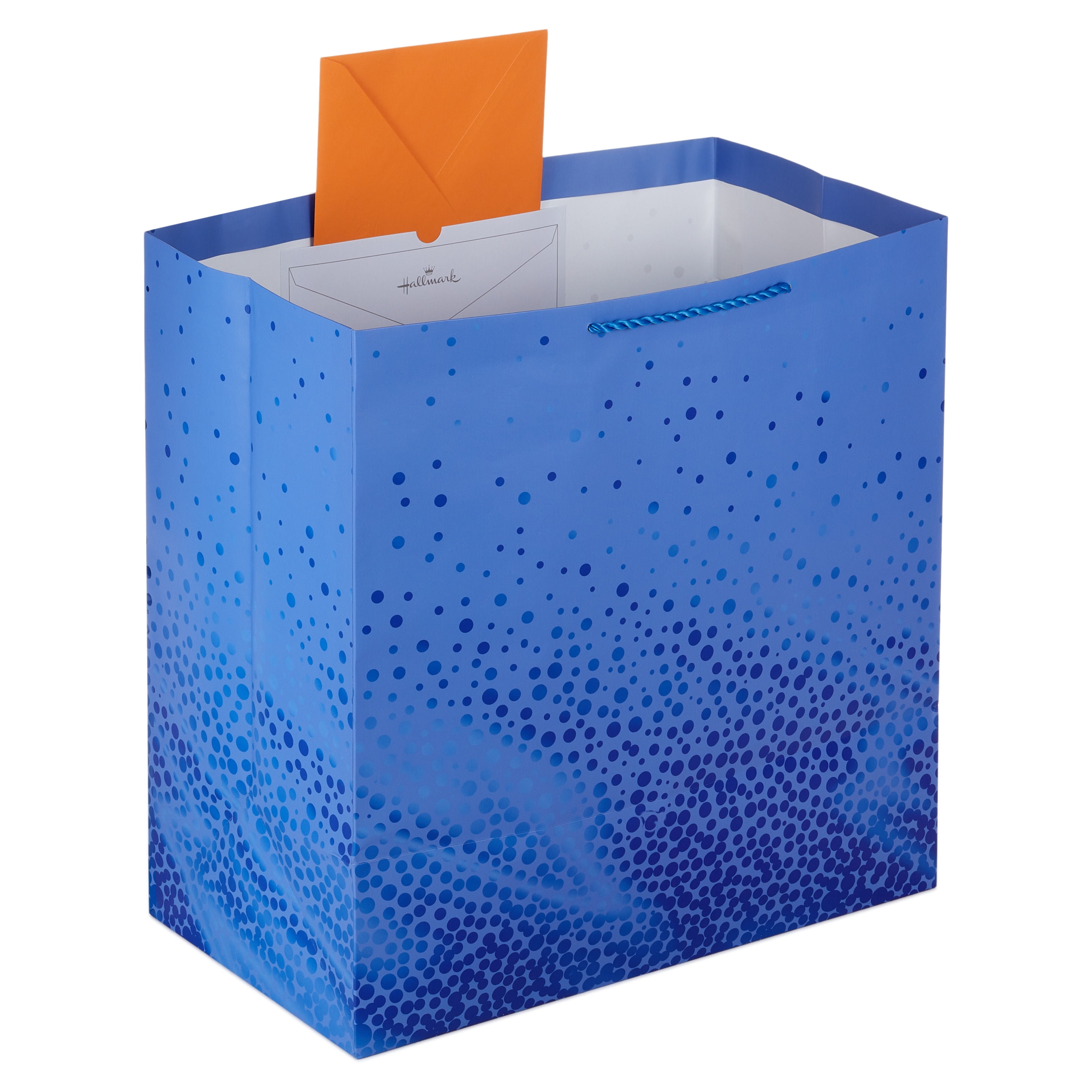 Hallmark Extra-Deep Gift Bag (Blue with Cascading Blue Foil Dots)