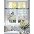 thumbnail image 4 of Easter Sheer Curtains 45 Inch Length 2 Panels for Living Room, Spring Rabbit Eggs Flowers Herbs Blue Plaid Voile Kitchen Curtain Set, Luxury Privacy Drapes Window Treatment for Bedroom, 4 of 7