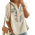 thumbnail image 4 of Women's Short Sleeve T-Shirt Beige Unbelievably Soft Linen Shirt for Women: 2026 Spring Summer Casual Button Down In Breathable Loose Fit, 4 of 5