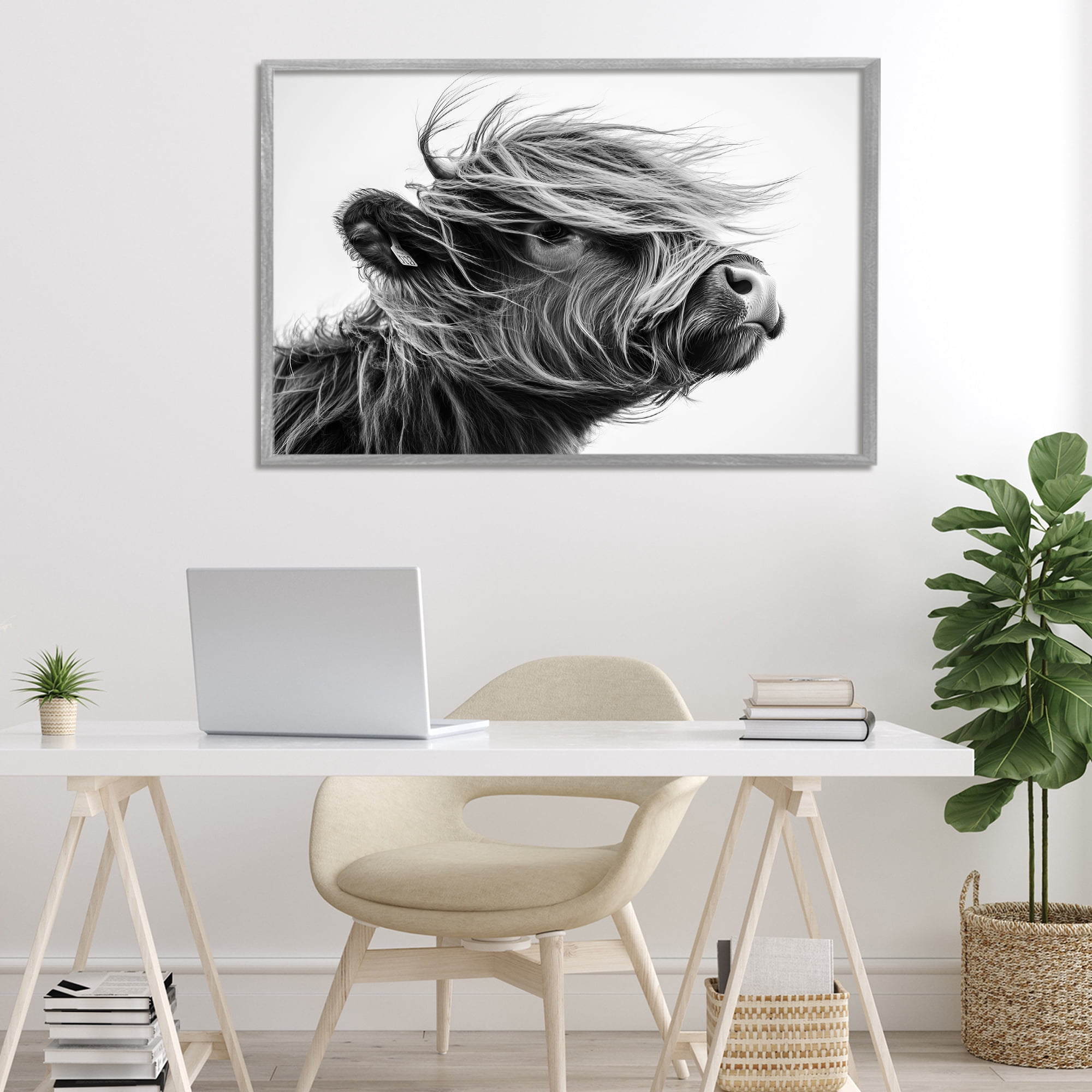 Stupell Industries Handsome Highland Portrait Gray Framed Giclee Art, design by Tina LeCour