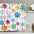 thumbnail image 2 of Winter Snowflake Shower Curtain Christmas Colorful Snowflakes Snow Creative Merry Christmas Xmas Holiday New Year Bathroom Curtain Set Polyester Fabric Hooks 72 X 72 Inch, 2 of 6
