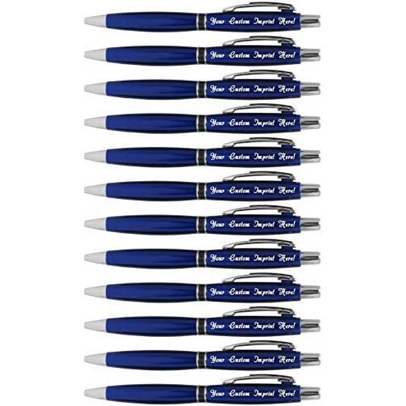 12 Personalized Pens -Smoothie - Click Action Ballpoint - Great Gift Idea - Black writing ink - Full color - Custom Printed With Your Name, Logo or Message/Text - FREE PERSONALIZATION - 12 pkg.