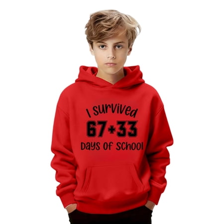 Xmyrz Cute Hoodies For Girls Letter Print Casual Long Sleeve Sweatshirt Fall Y2K Clothes Winter Jackets Vintage Streetwear Red 2-3 Y