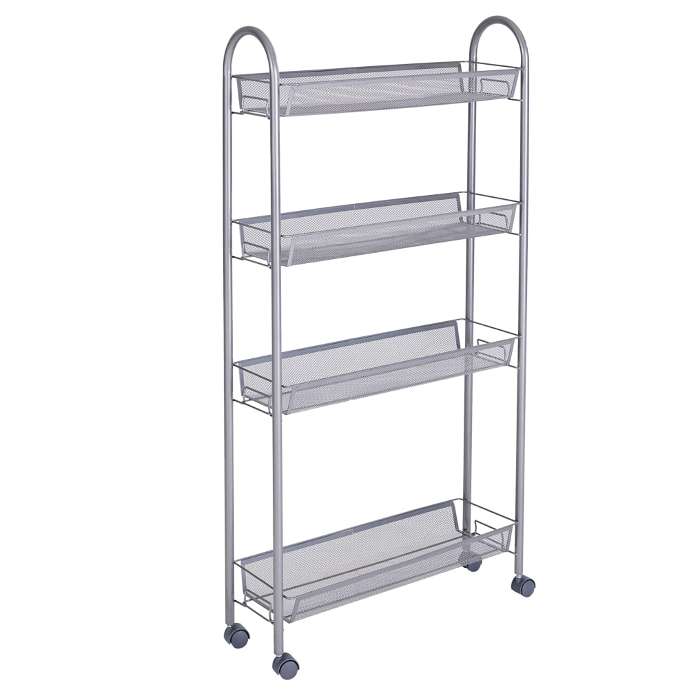 Mobile Shelving Unit Organizer, Slim Slide Out Storage Tower Pull Out