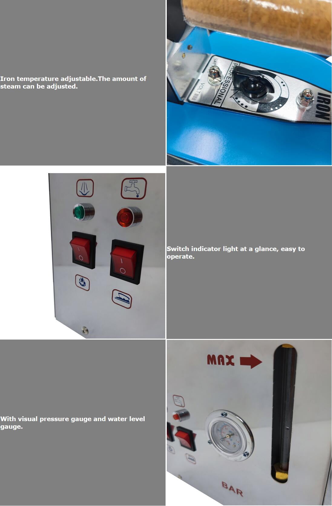 Industrial Steam Iron Curtain Electric Iron Boiler Laundry Steam Ironing Table
