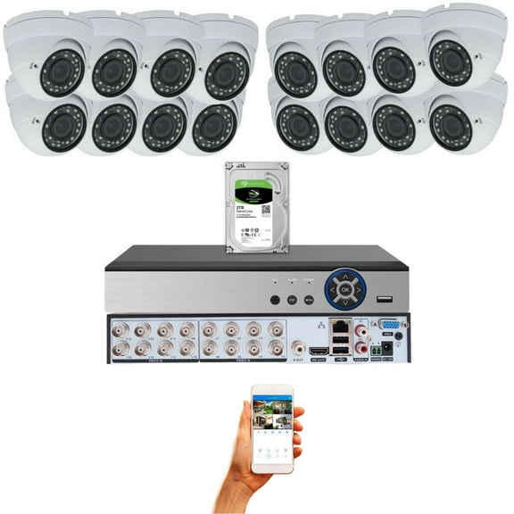 Evertech 16 Channel HD Indoor Outdoor Dome Surveillance Security Camera System 2TB