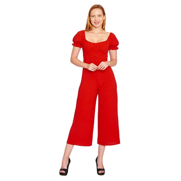 Palazzo Manga Globo Corta Mujer Rojo Elegante Casual rojo CH INCÃGNITA 330829