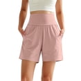 thumbnail image 2 of IUYRTFE Women High Waist Yoga Shorts with Pockets Stretch Elastic Waist Workout Bottoms for Gym Running, 2 of 6