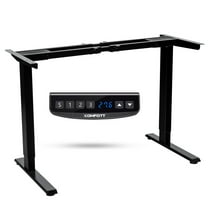 Gymax Electric Sit Stand Desk Frame Dual Motor Standing Desk Base w/ Cable Tray Black
