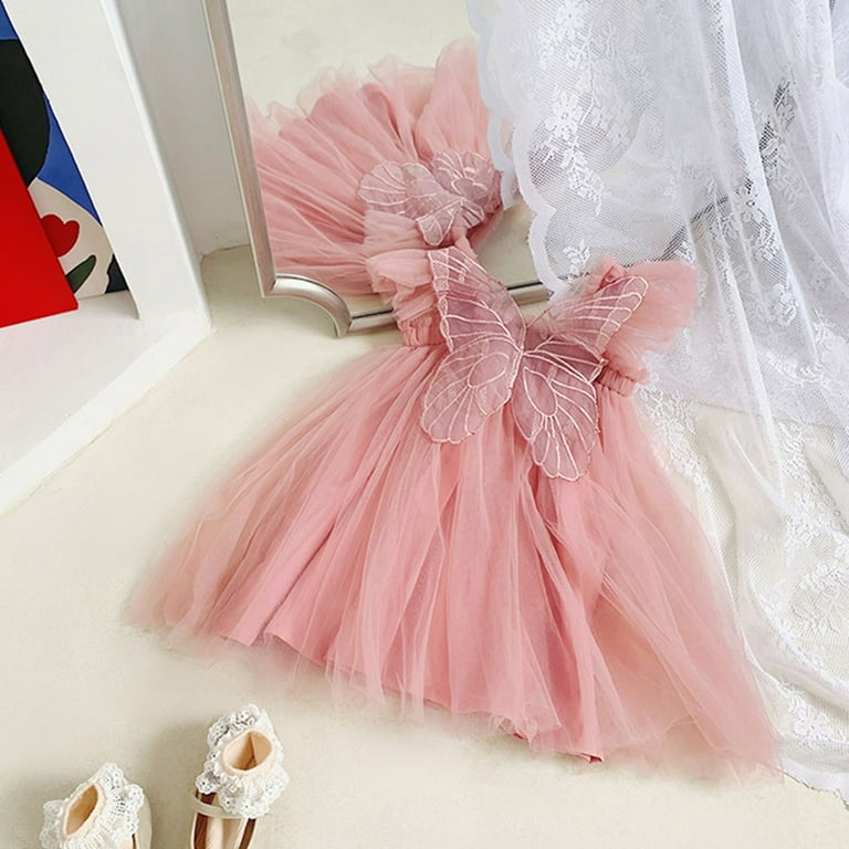 pink dress 12 18 months 3 6 9 12 18 24 Months Newborn Dress Flowers Mesh Fashion Party Little Princess Baby Dress for Christmas or Birthday As the picture / CHINA / 6M(3-6